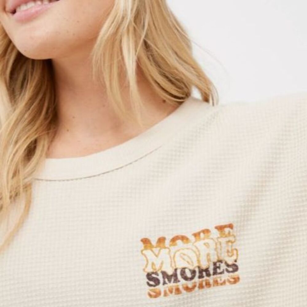 Aerie Waffle Knit "More Smores"  Long Sleeve Size L
